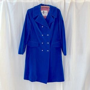 Vintage Rainmaster Velour Velvet Coat Electric Blue, Size Medium